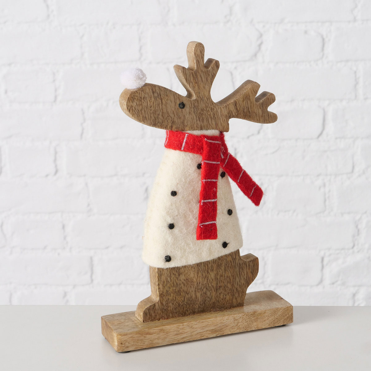 Figur Irschel sortiert Hirsch 15 x 4,5 x 25 cm cremeweiß rot Textil Holz Bild 10