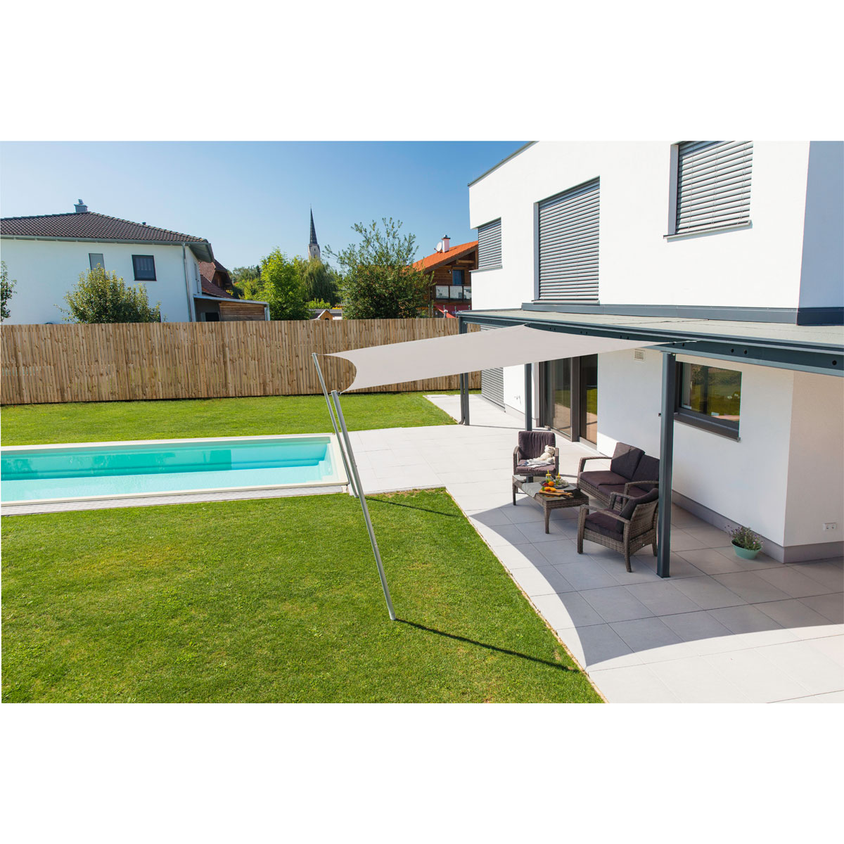 Viereck-Segel Cannes 4 x 4 m grey Bild 3