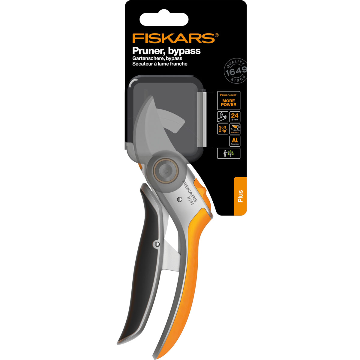 Fiskars Gartenschere Plus Power Lever P751 Bypass Metall Bild 2