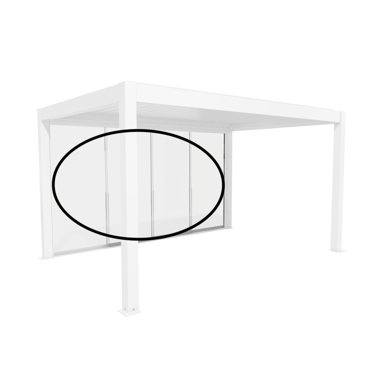 Biohort Glasschiebewand Klarglas 4,5m weiss für Pergola