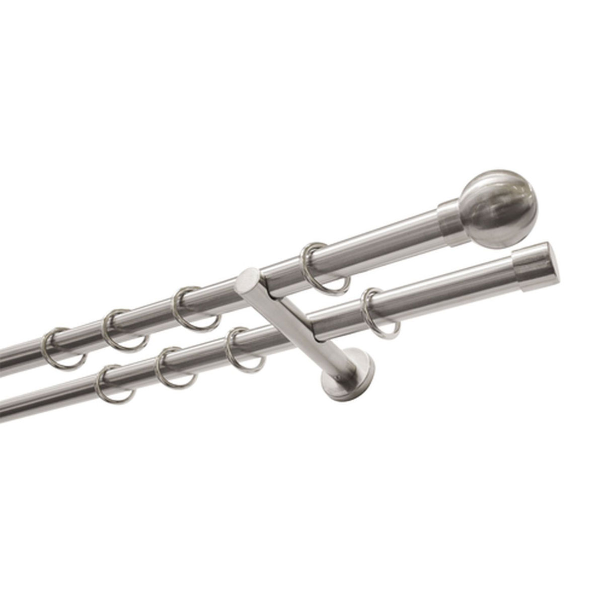 Gardinia Gardinenstange 2-Lauf Kugel Durchmesser 20 mm 240 cm Edelstahl-optik