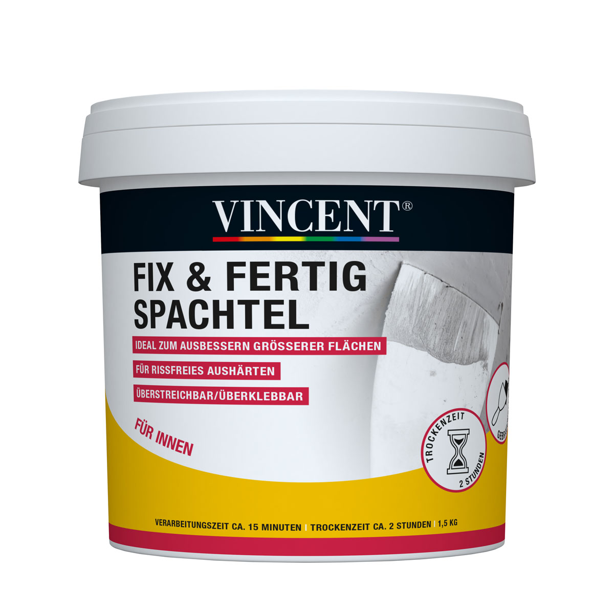 Vincent Fertigspachtel Fix und Fertig Spachtel 1,5 kg