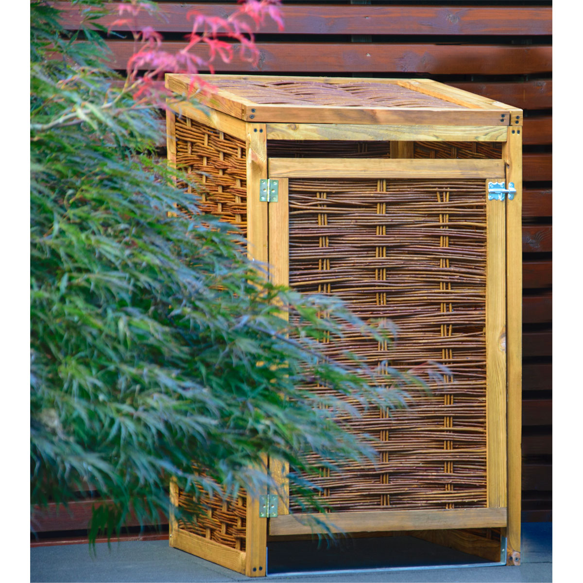 dobar Holz-Mülltonnenbox 60 x 80 x 115 cm braun Bild 3