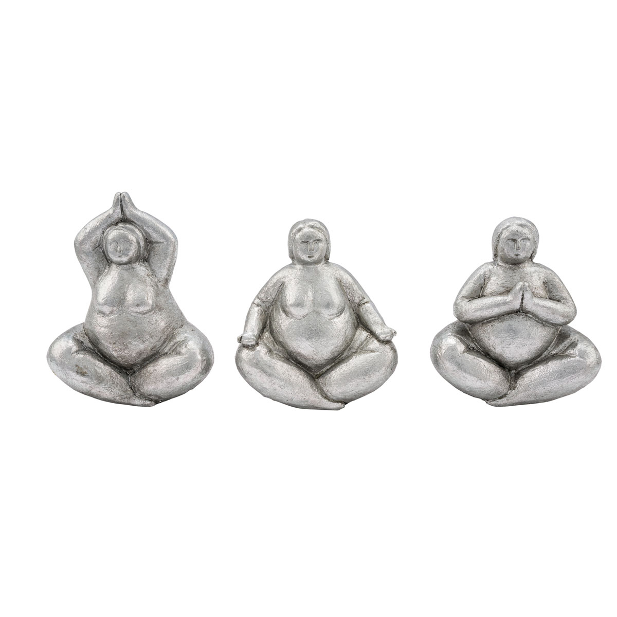 Kunstgewerbe Gehlmann Dekofigur Yoga Dame silber 3 Designs 14,5 x 9,5 x 15 cm