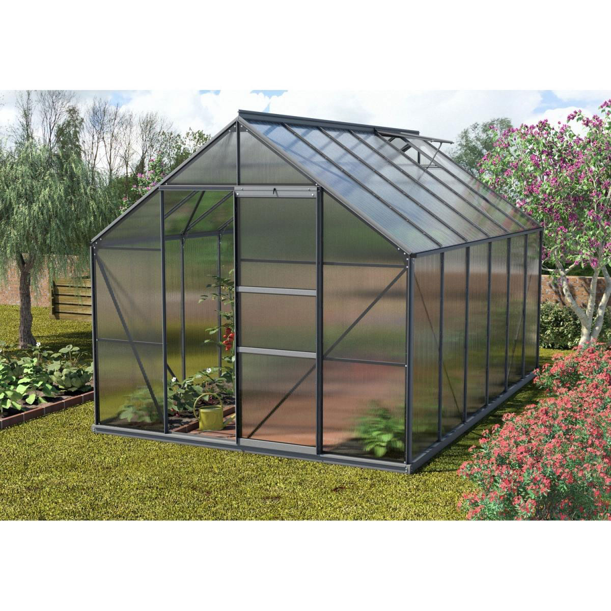 Vitavia Gewächshaus Merkur 9900 9,9m² 6 mm Hohlkammerplatte schwarz