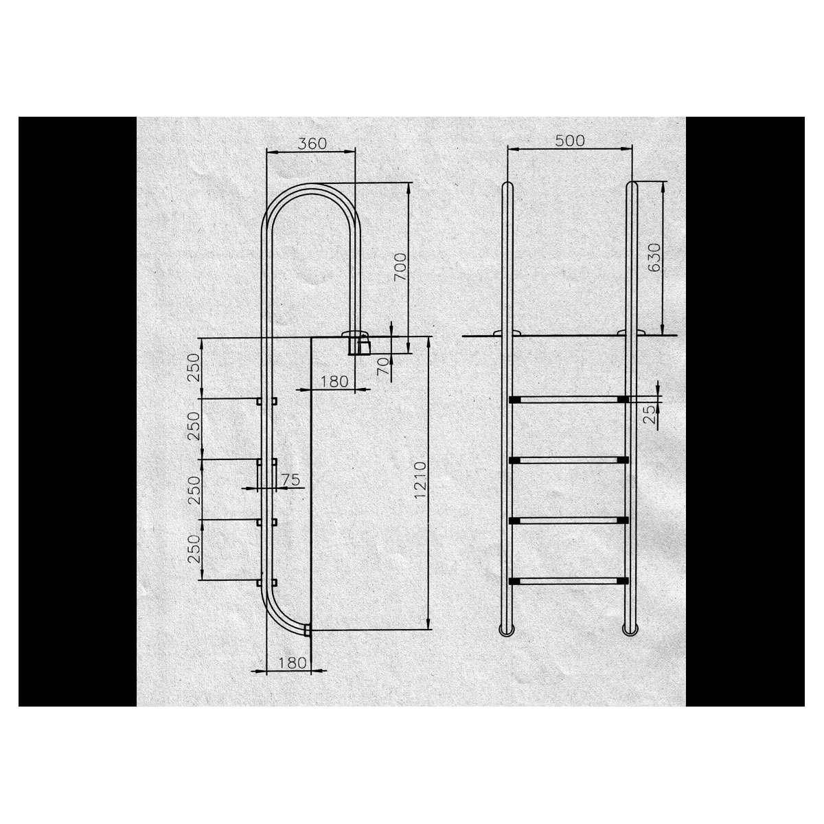 Tiefbeckenleiter eng Beckentiefe 150 cm 4 Stufen Bild 2