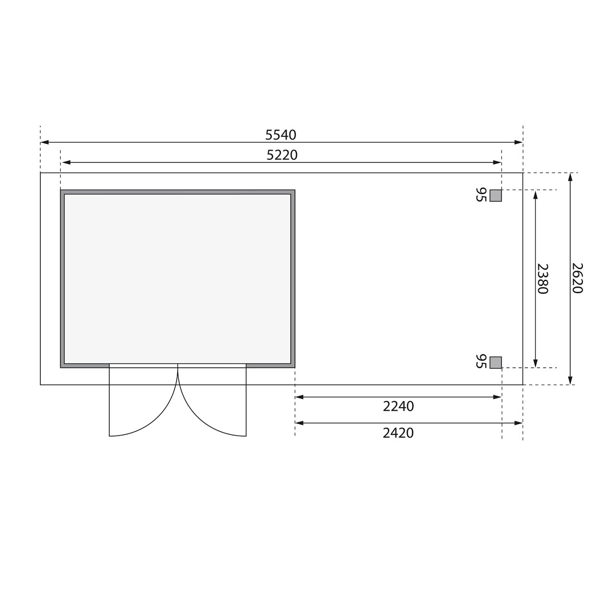 Karibu BBH Askola 5 Set mit Anbaudach terragrau Bild 9