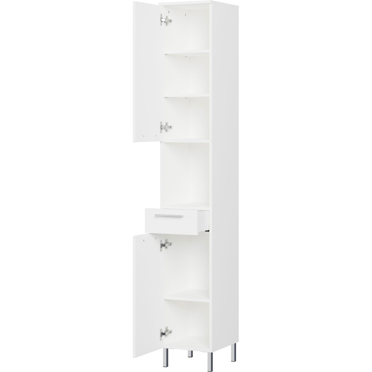 Hochschrank weiß Fronten Supermatt 2 Türen 1 Schublade 1 offenes Fach 30 x 190 x 35 cm Bild 3