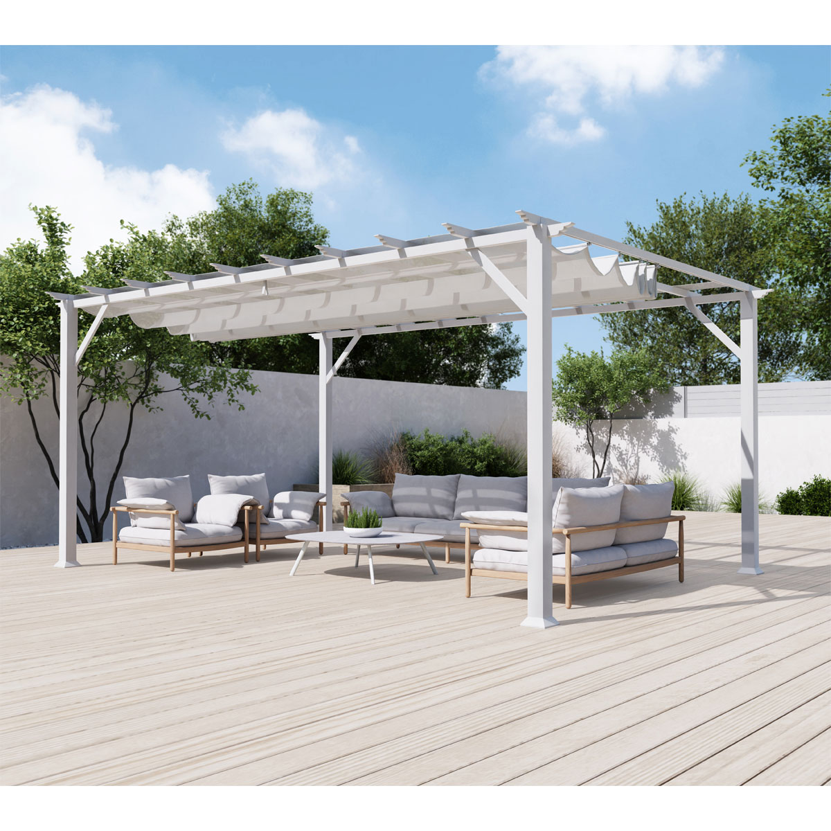 Paragon Outdoor Outdoor Pergola Florida 1116 inkl. Sonnensegel 350x505x236cm Weiß Bild 2