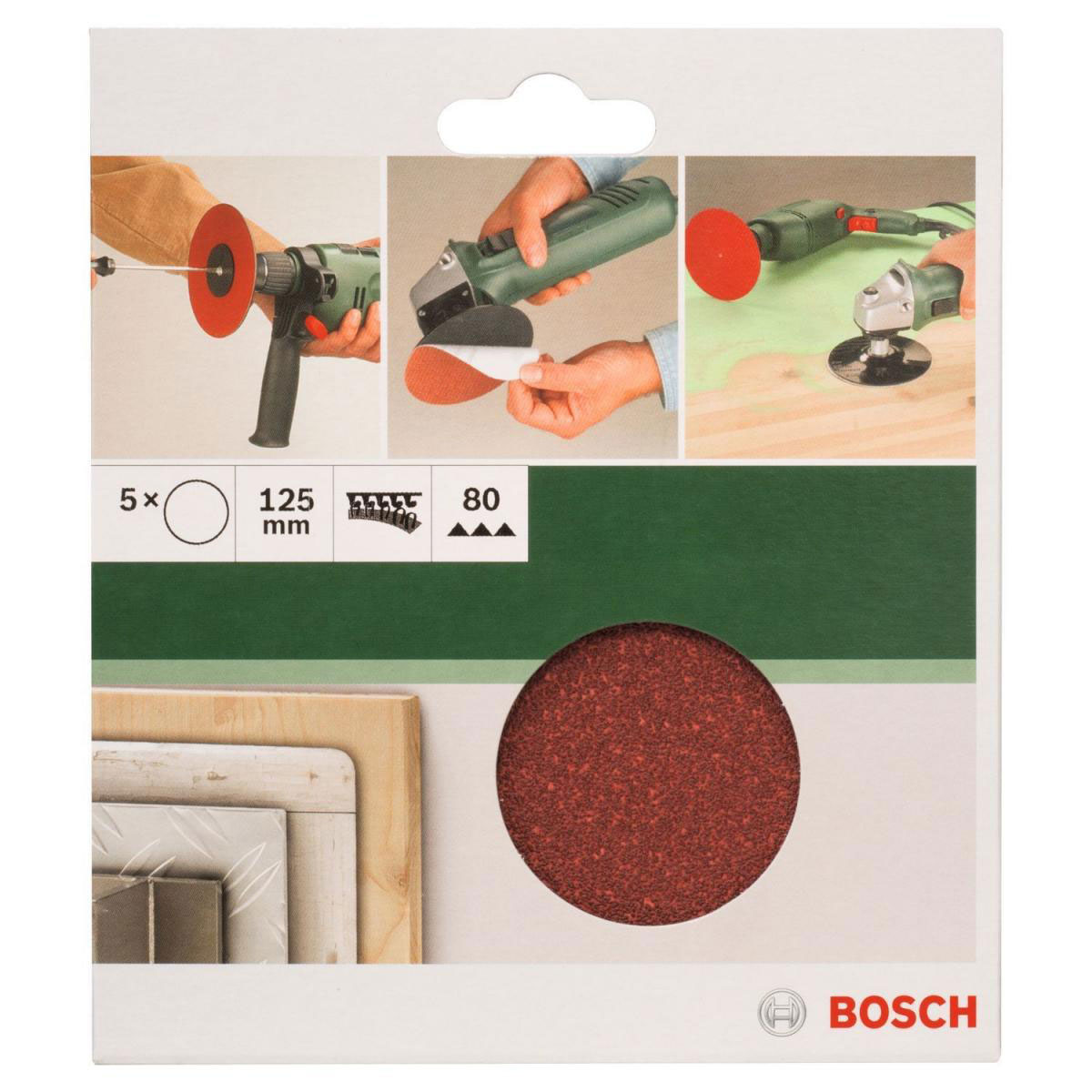 Bosch  DIY Papierschleifblatt Durchmesser 12,5 cm G80 Klett 5 Stück Bild 2