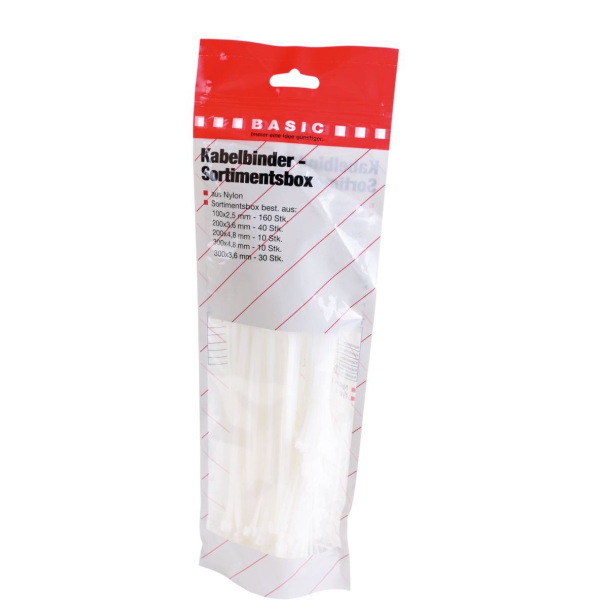 Basic Kabelbinder-Set weiß 250-teilig