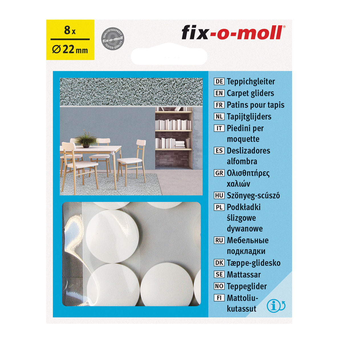 Suki Teppichgleiter klebend Durchmesser 2,2 cm weiß 8 Stück Bild 2