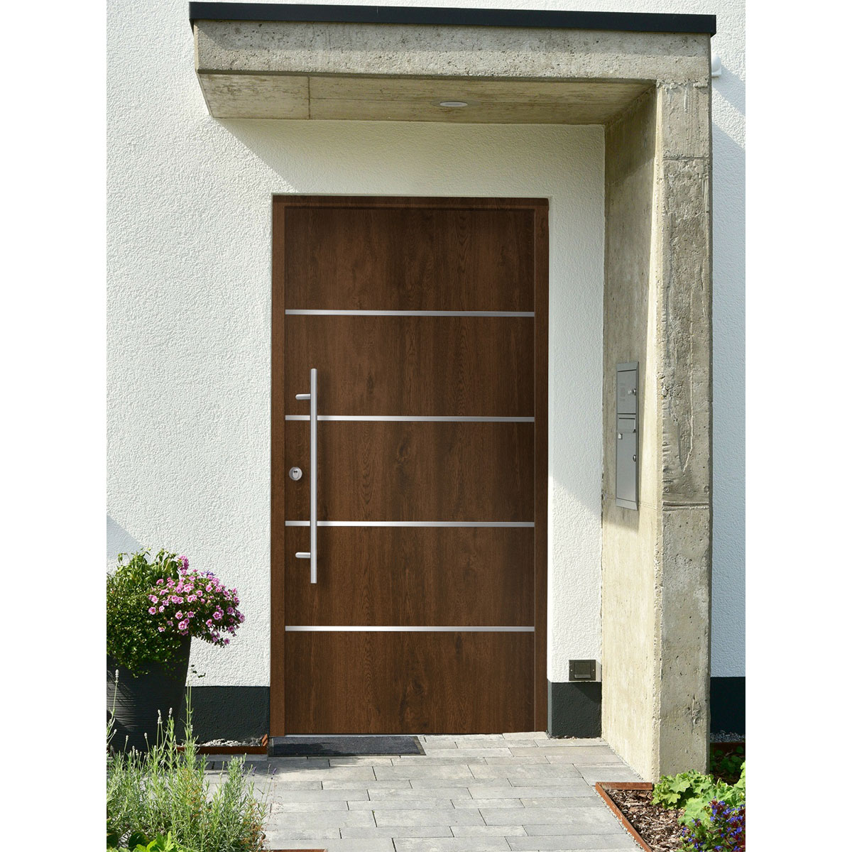 SplenDoor  Premium-Haustür Passivedoor Visby RC2 energiesparend einbruchsicher nussbaum 110 x 210 cm links Bild 2