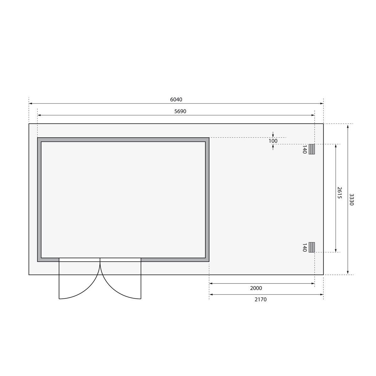 Karibu BBH Bastrup 8 Set mit Anbaudach naturbelassen Bild 8