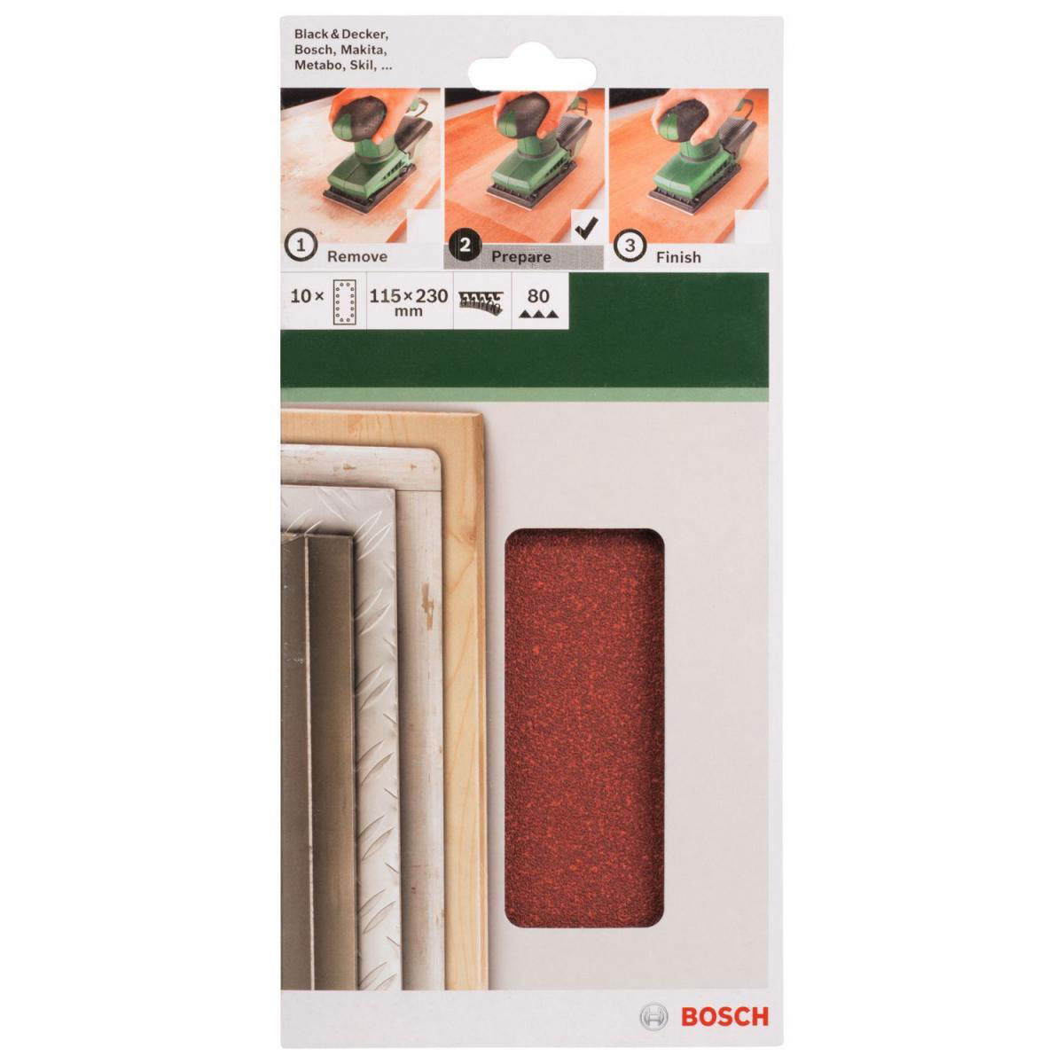 Bosch  DIY Schleifblatt 23 cm G80 Klett 10 Stück Bild 2