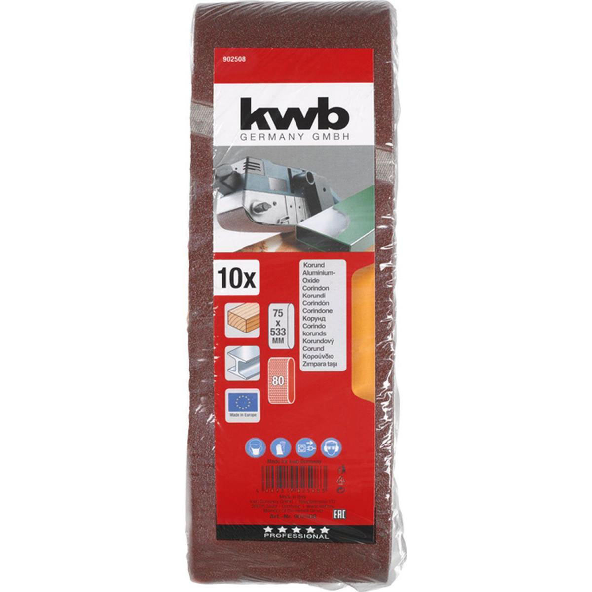 kwb  Schleifbänder Holz und Metall 75 x 533 mm K80 Bild 2