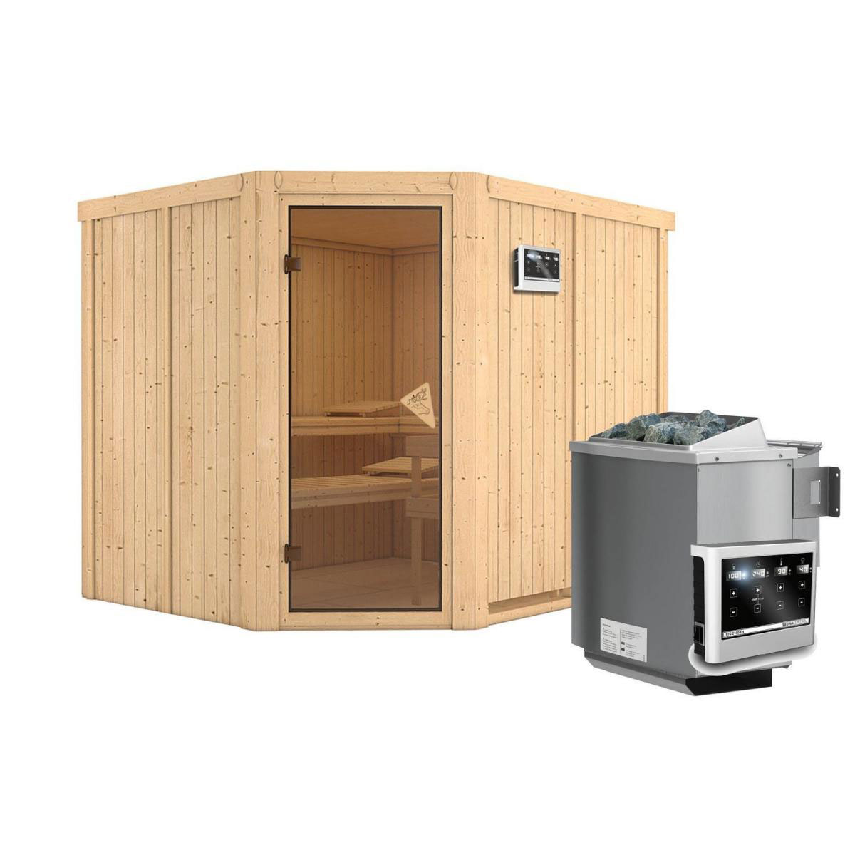 Karibu Systemsauna Malin 68 mm 9 kW Ofen Bio externe Strg ohne Dachkranz Bild 2