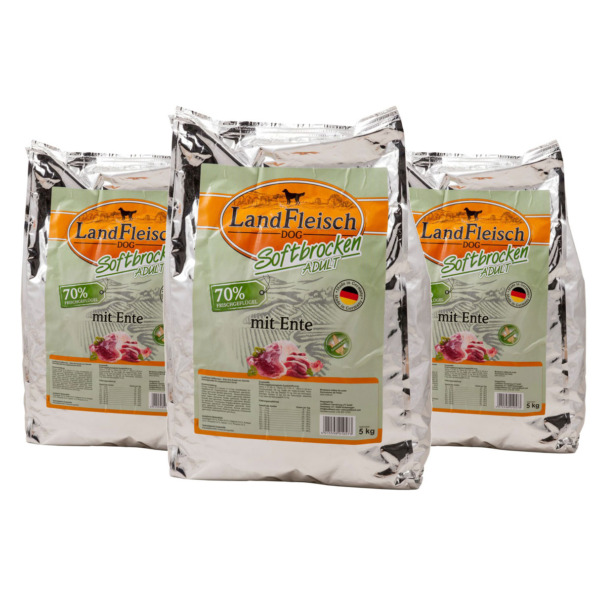 Landfleisch Pur Dog Softbrocken mit Ente 3x5kg