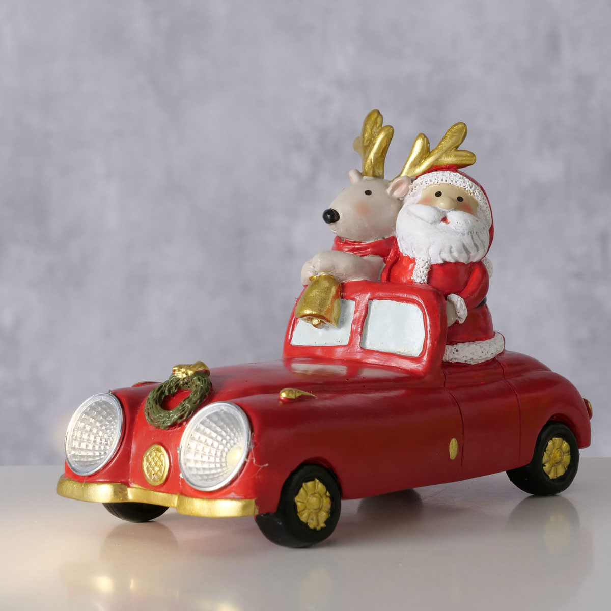 Figur Martiny Hirsch Weihnachtsmann Auto 14 x 7 x 9,5 cm rot Kunststoff Bild 3