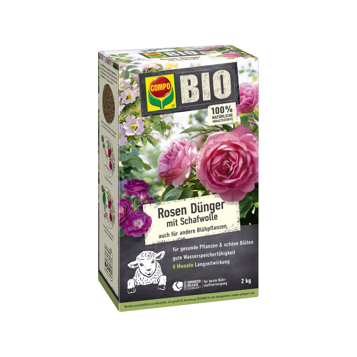 Compo BIO Rosen Langzeit-Dünger mit Schafwolle 2 L