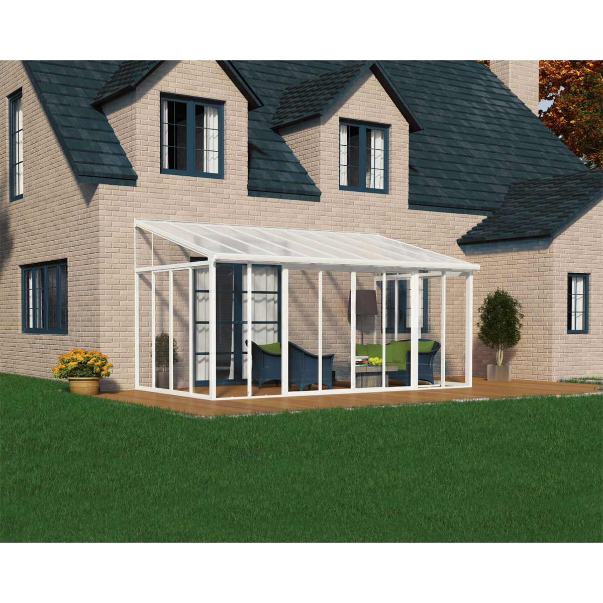 Palram Canopia SanRemo Alu Wintergarten Polycarbonat 3x5,6 m weiß