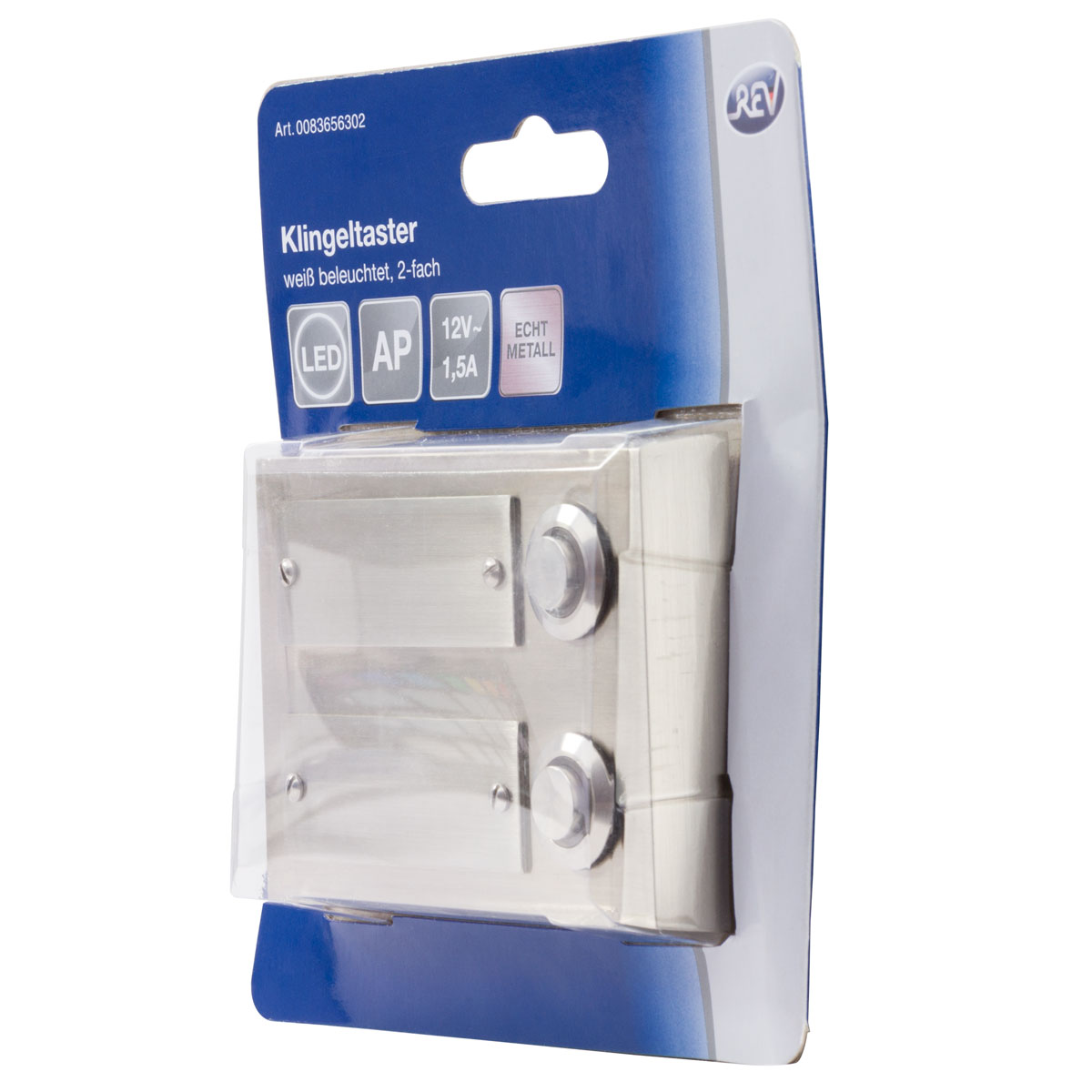 REV Ritter  Klingeltaster Aufputz 2-fach mit LED-Beleuchtung und gravierbarem Namensschild Edelstahl Bild 2