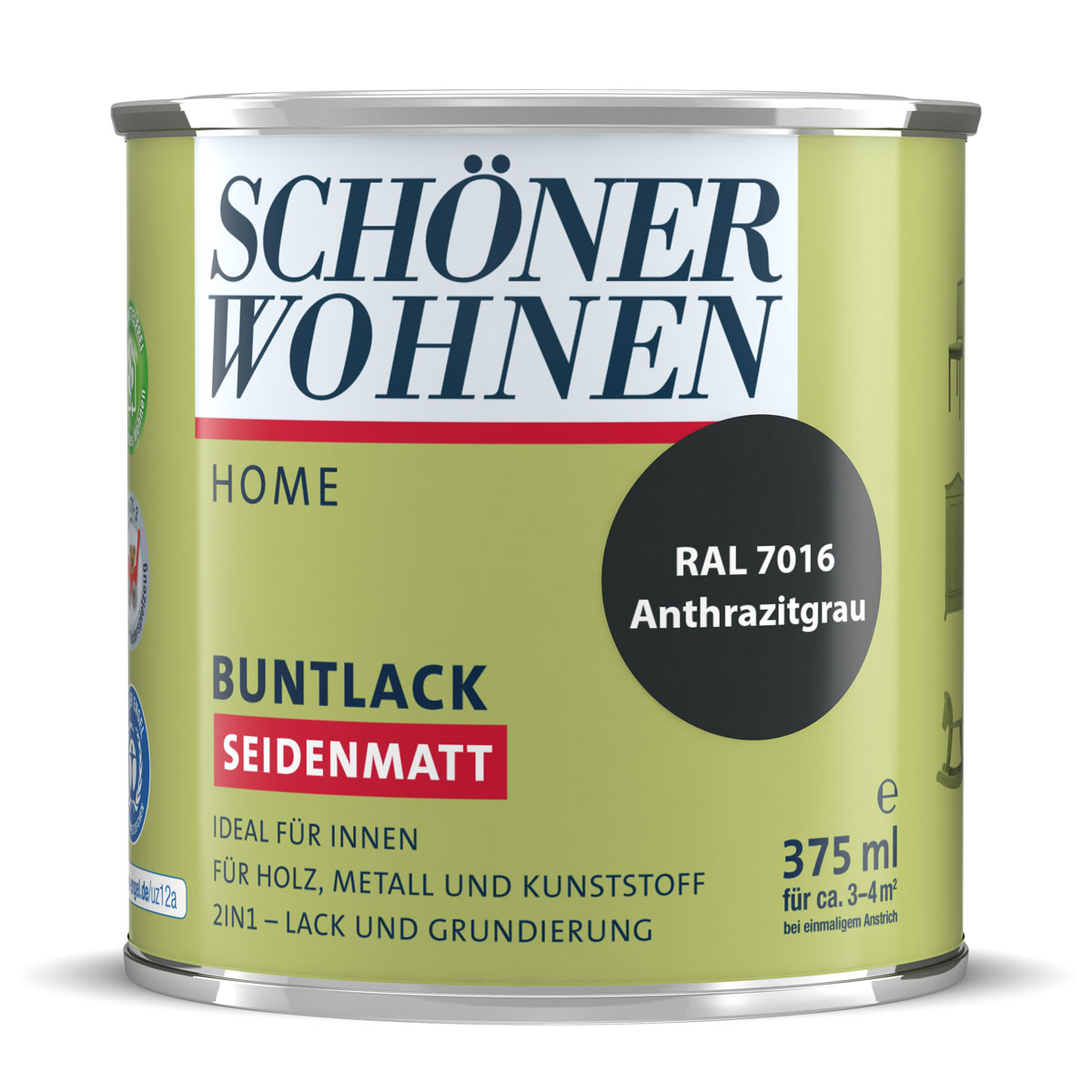 Schöner Wohnen Farbe Buntlack Home anthrazit seidenmatt 375 ml