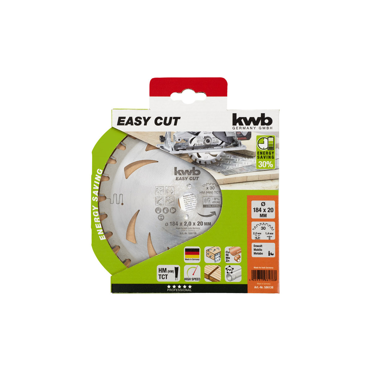 kwb  Dünnschnitt-Kreissägeblatt Easy Cut Durchmesser 184 x 20 mm Bild 2