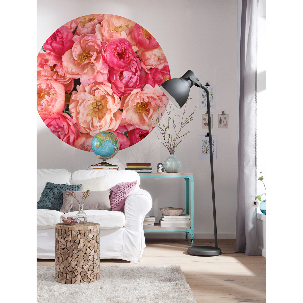 Komar  Selbstklebende Vlies Fototapete rund Roseraie Durchmesser 125 cm