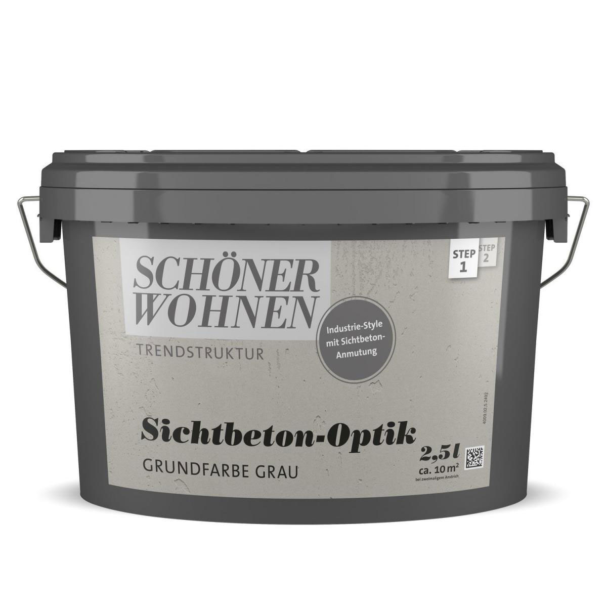 Schöner Wohnen Farbe Sichtbeton-Optik Grundfarbe 2,5 L grau