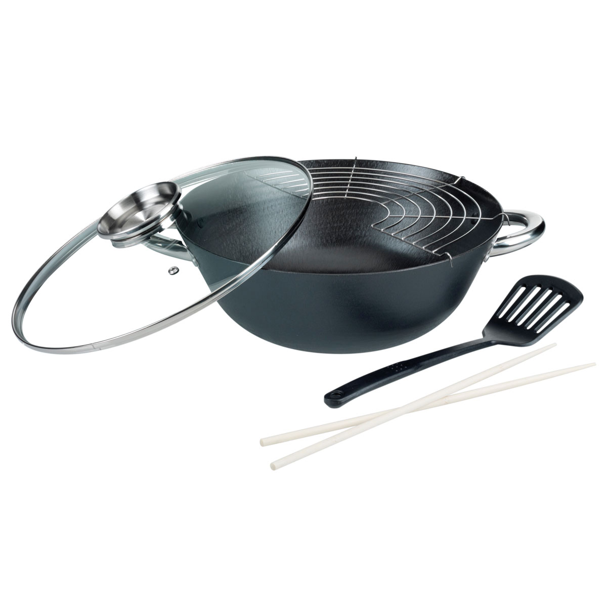 GSW Gusseisen Wok-Set / Multifunktionstopf 5-tlg.