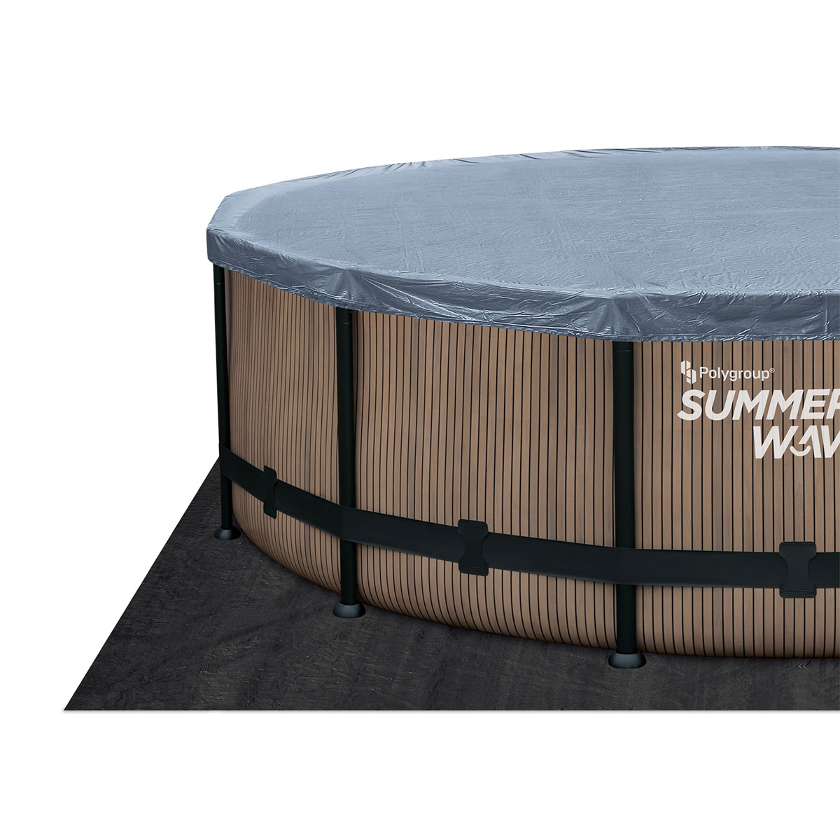 Summer Waves Elite Frame Pool 549x549x132cm Teak Optik Bild 3