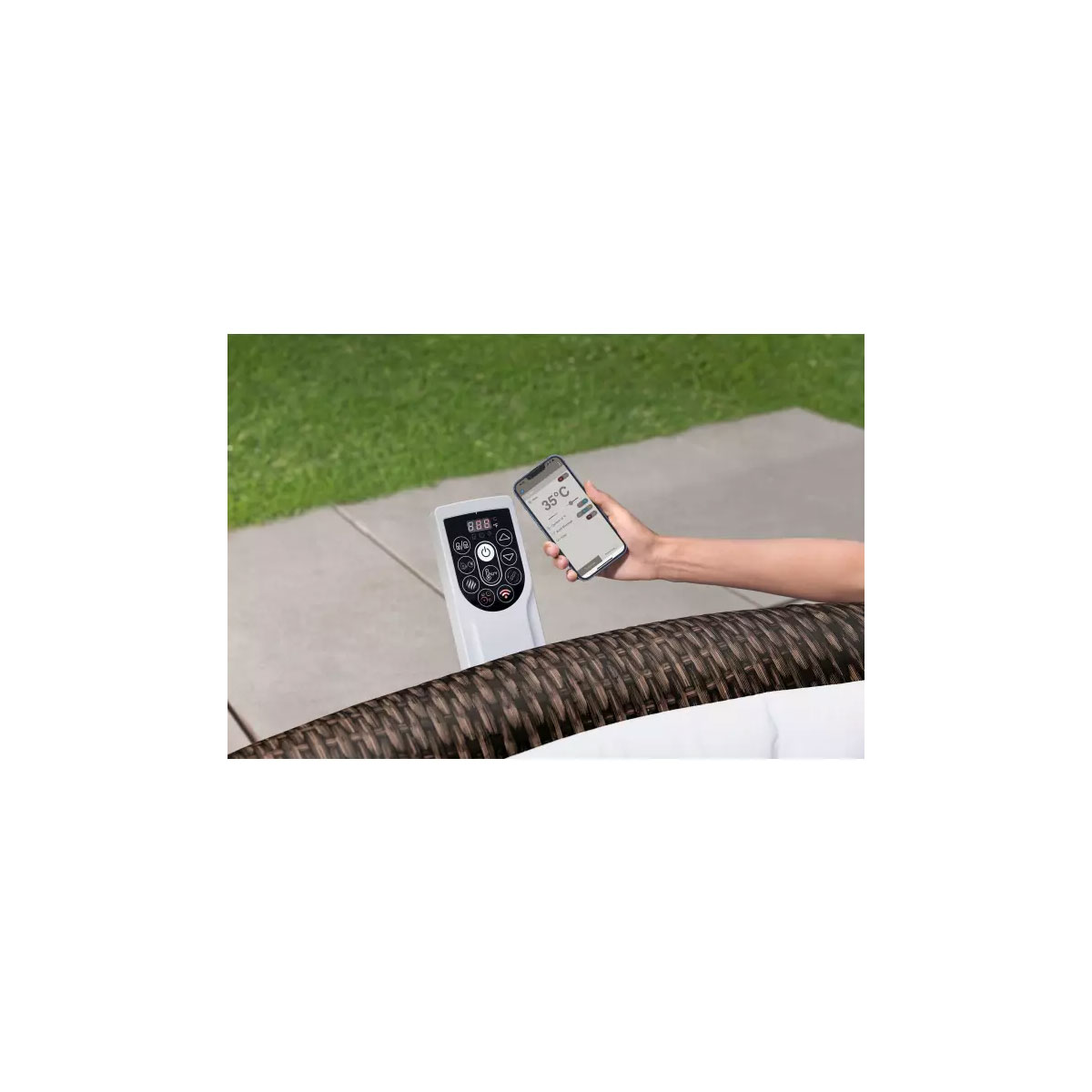 Bestway LAY-Z-SPA® Energiespar-Whirlpool Bali AirJet™ mit App-Steuerung, Ø 216 x 71 cm, Rattan-Optik Bild 11