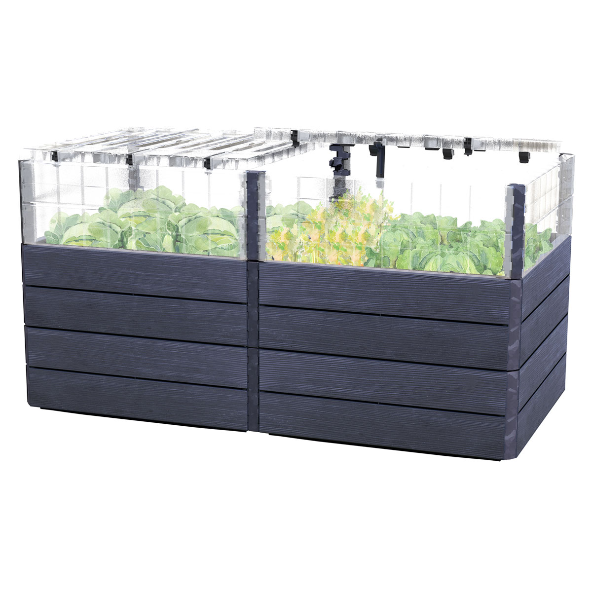 Garantia  Hochbeet Ergo Quadro TurboPlus 2 L 80 Wood, inkl. FLORA Wassersparsystem