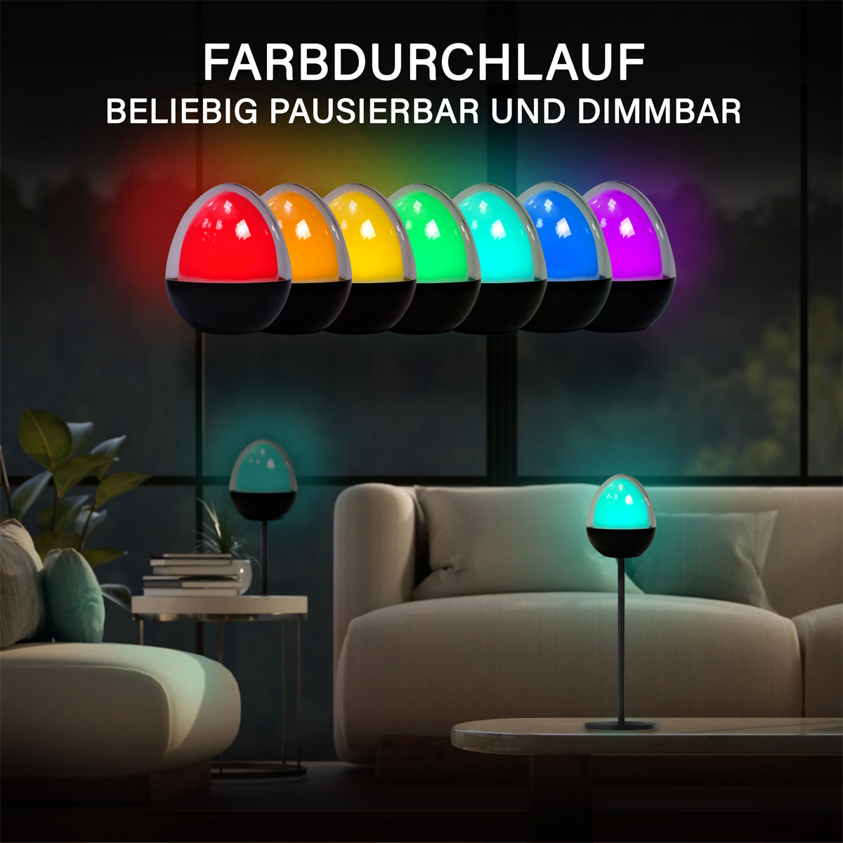 MegaLight LED-Dekoleuchte Ovo Pure 2,5 W RGBW IP54 Akkubetrieb Bild 4