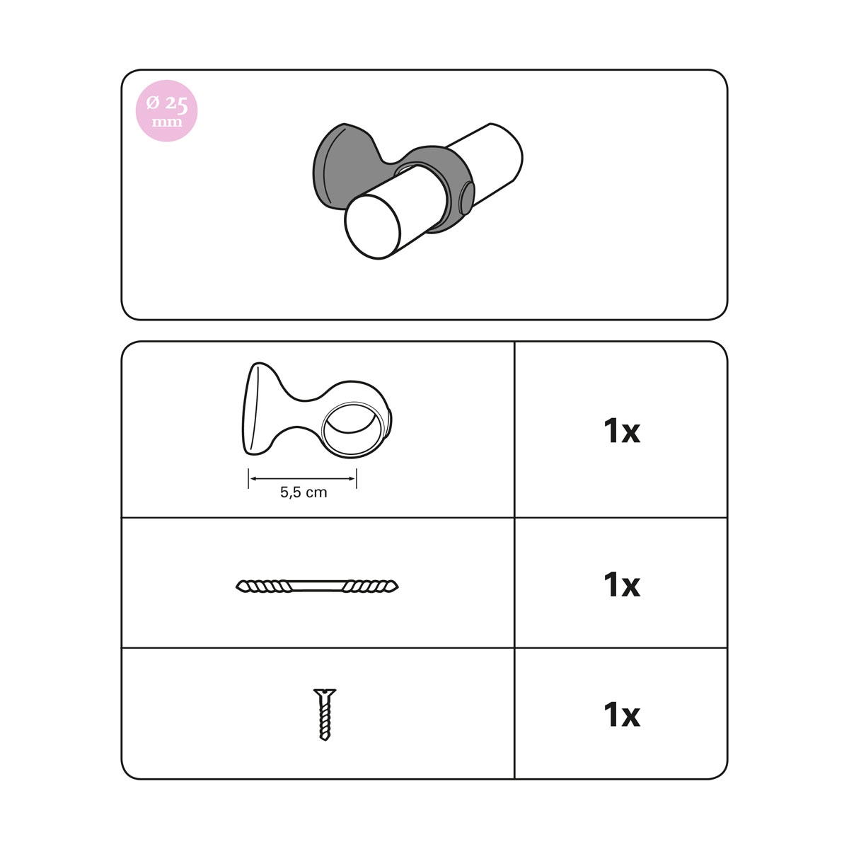 Gardinia Wandträger Country für Durchmesser 25 mm geschlossen buche Bild 4