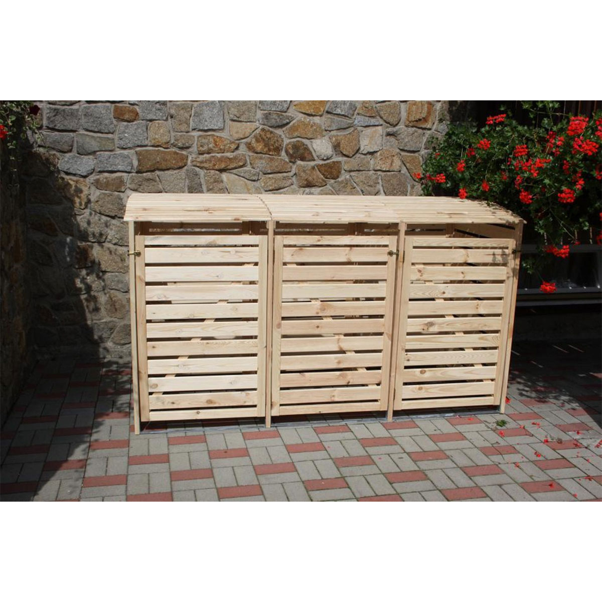 Promadino Mülltonnenbox Vario III für 3 Tonnen natur