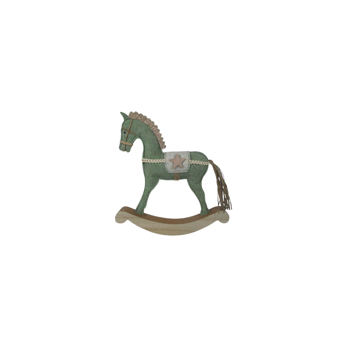 Schaukelpferd 21x2/20cm hellgrün Filz/Holz