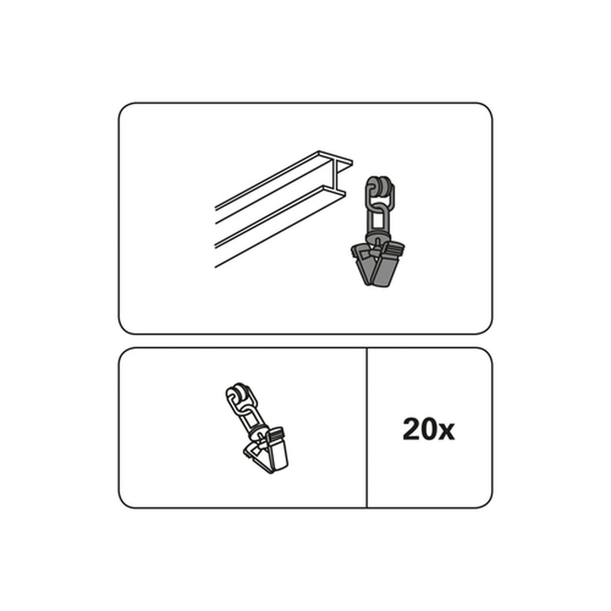 Gardinia T-Rollringe mit Klammer weiß Bild 2