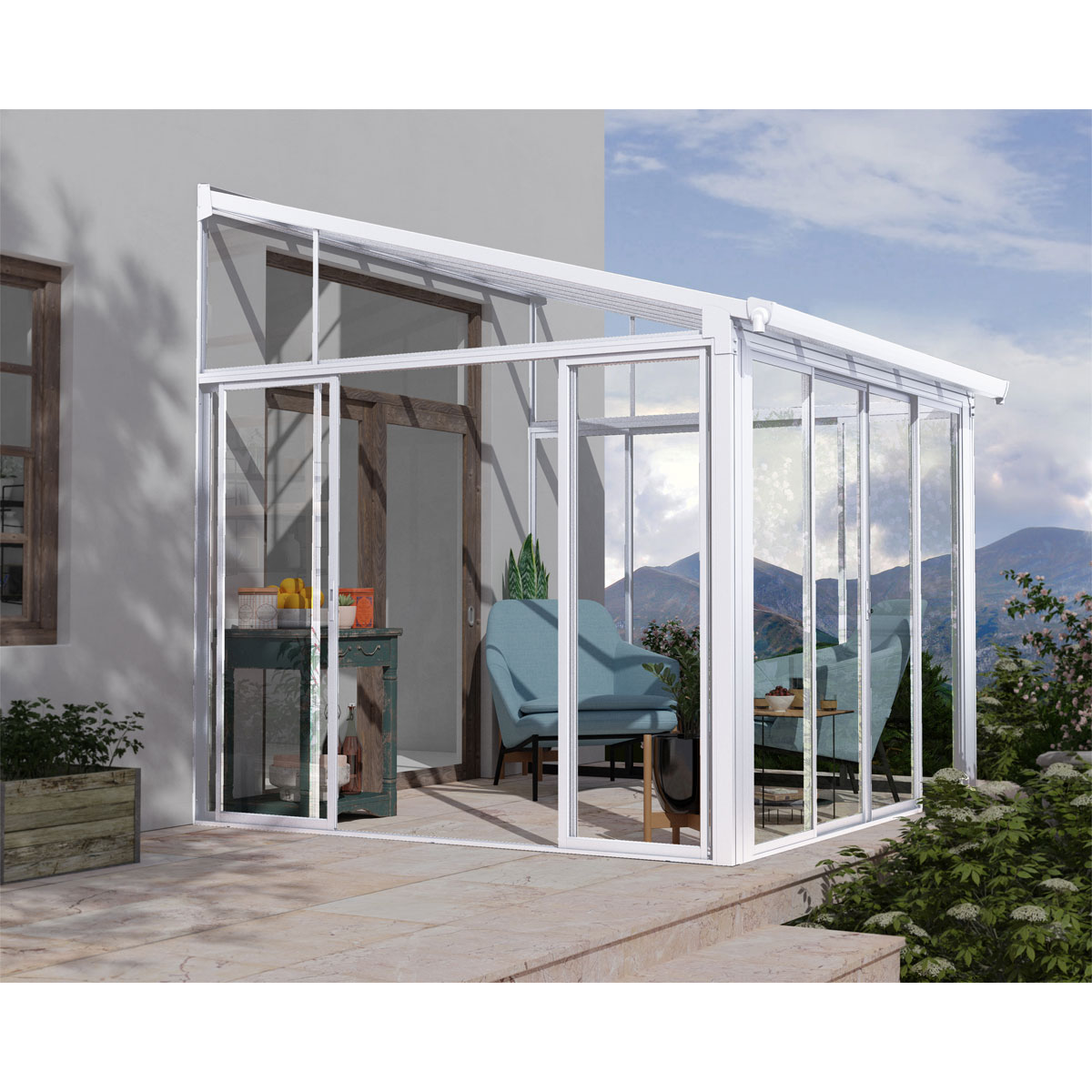 Palram Canopia SanRemo Alu Wintergarten Polycarbonat 3x3 m weiß