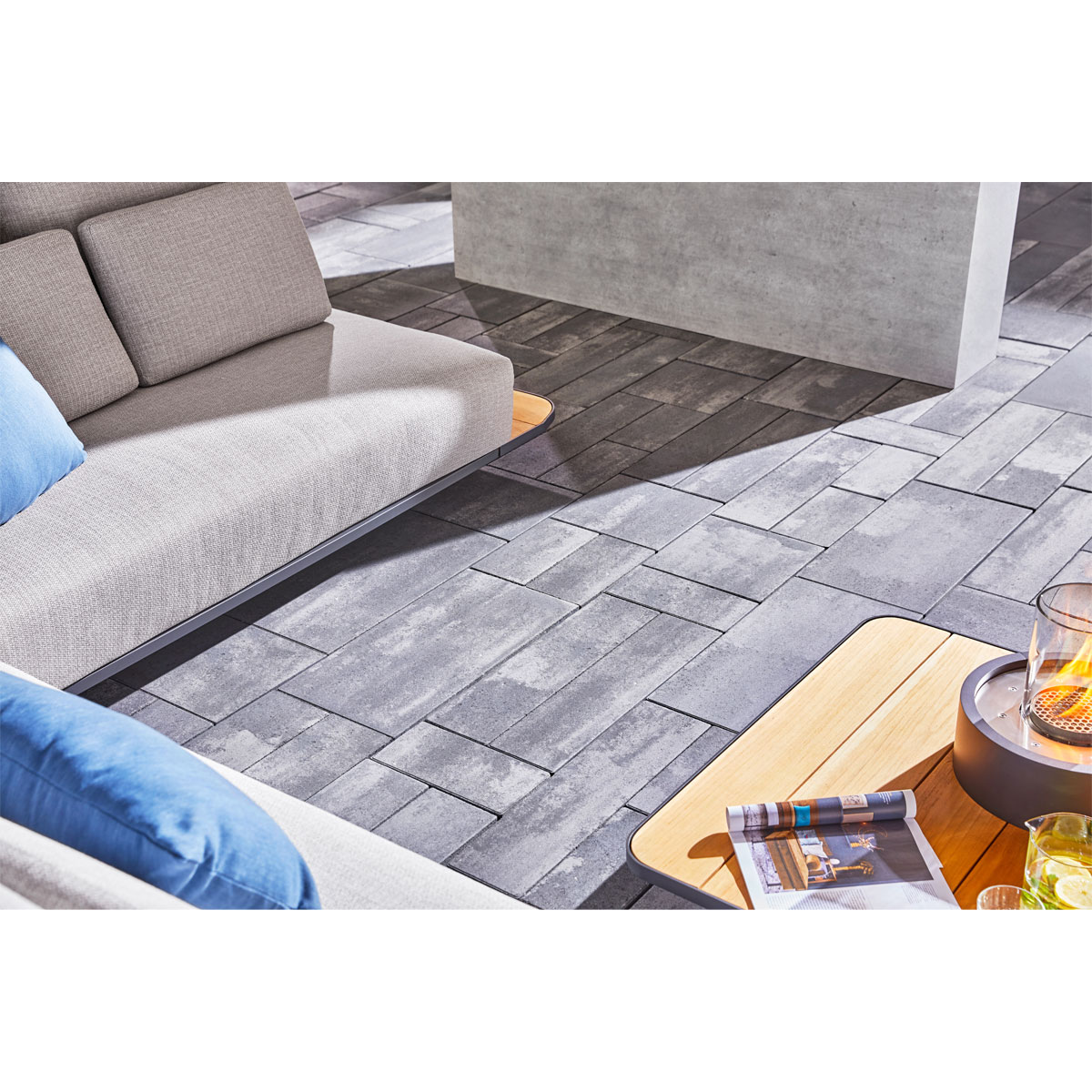 Lusit  Gestaltungspflaster Caleta weiß-anthrazit-melange 4 Formate Bild 2