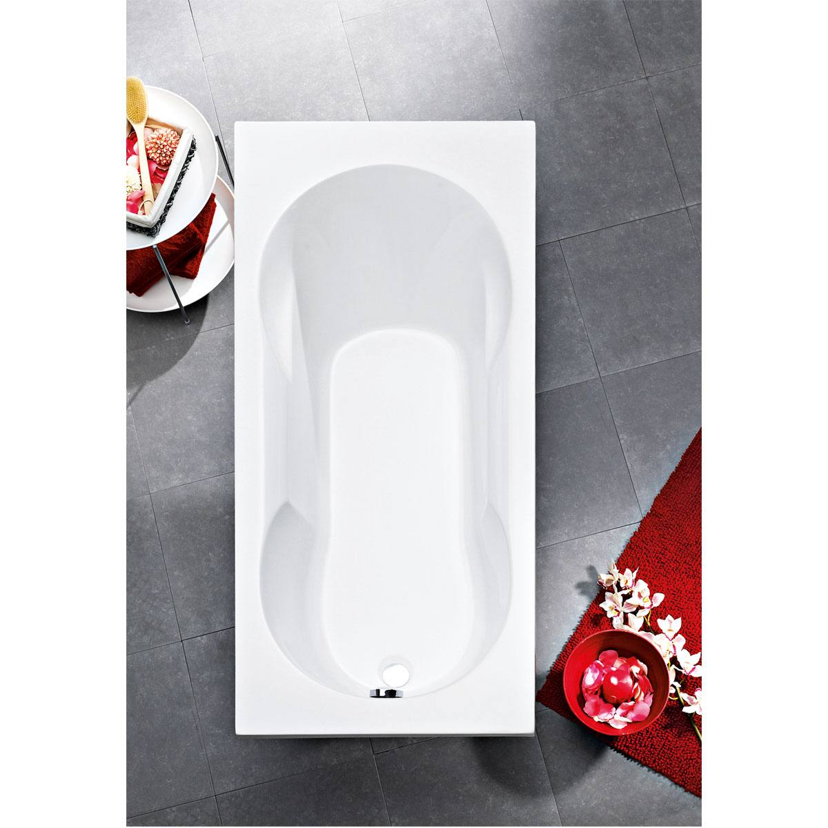 Ottofond Badewanne 170 x 75 cm weiß mit Wannenträger und Ab-/Überlaufgarnitur Bild 3