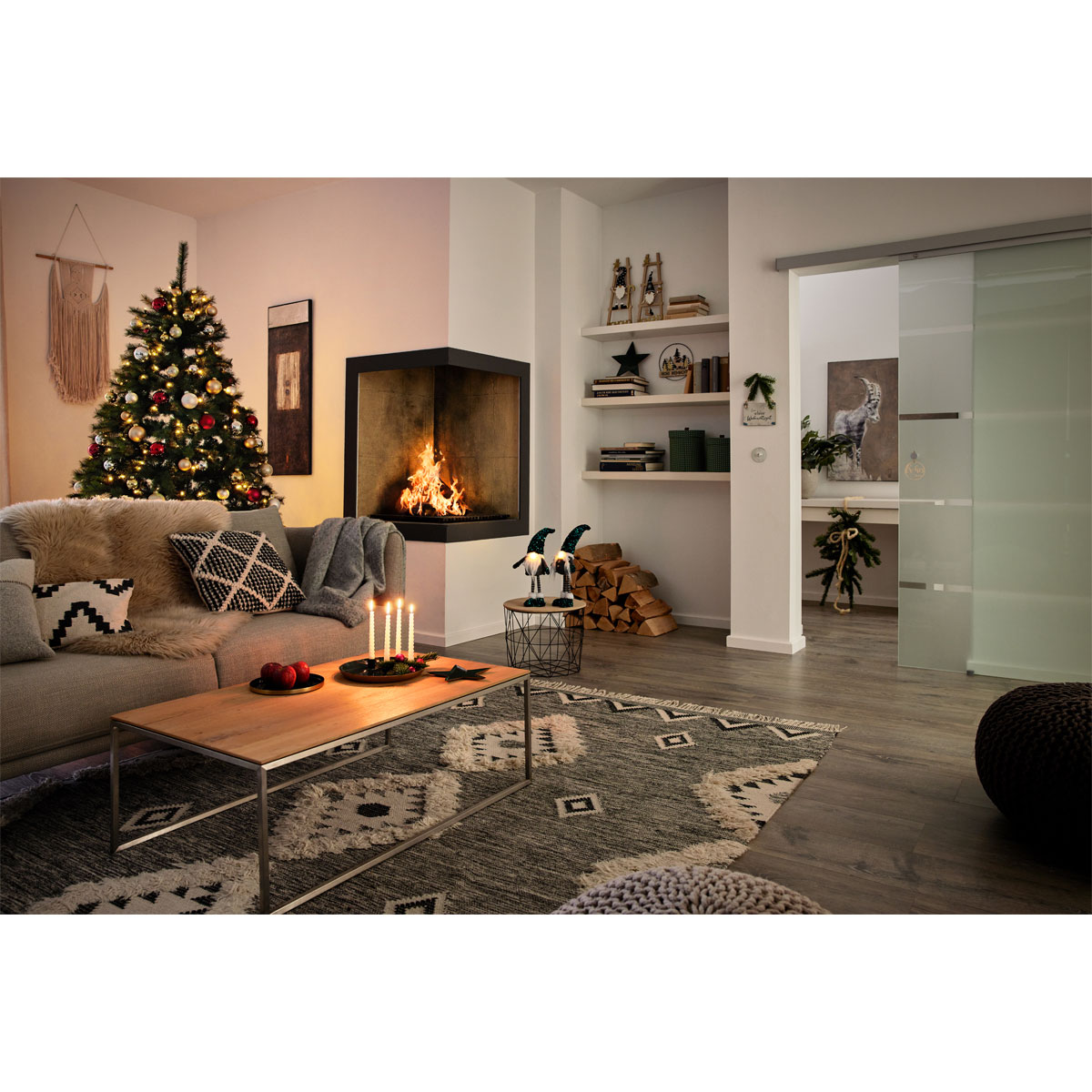 Teller mit 4 Kerzenhaltern grün Metall 26 x 3 x 26 cm Bild 4