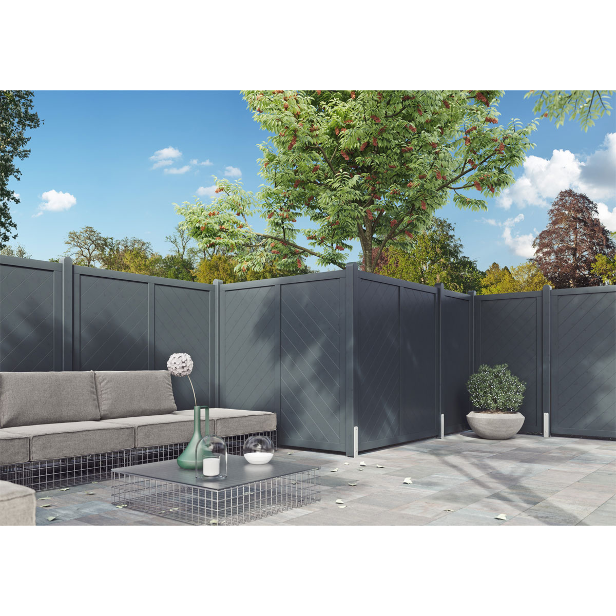 Massivzaun geschlossen anthrazit 179x179 cm Bild 2