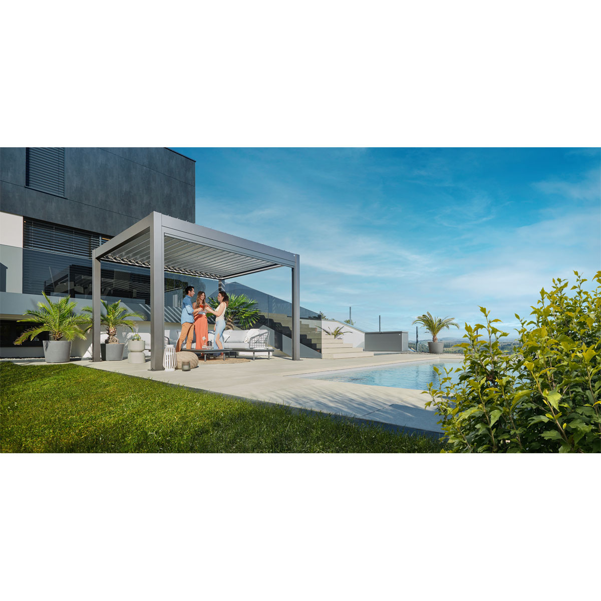 Biohort Pergola Gr. 4 x 3,5 quarzgrau-metallic Bild 2