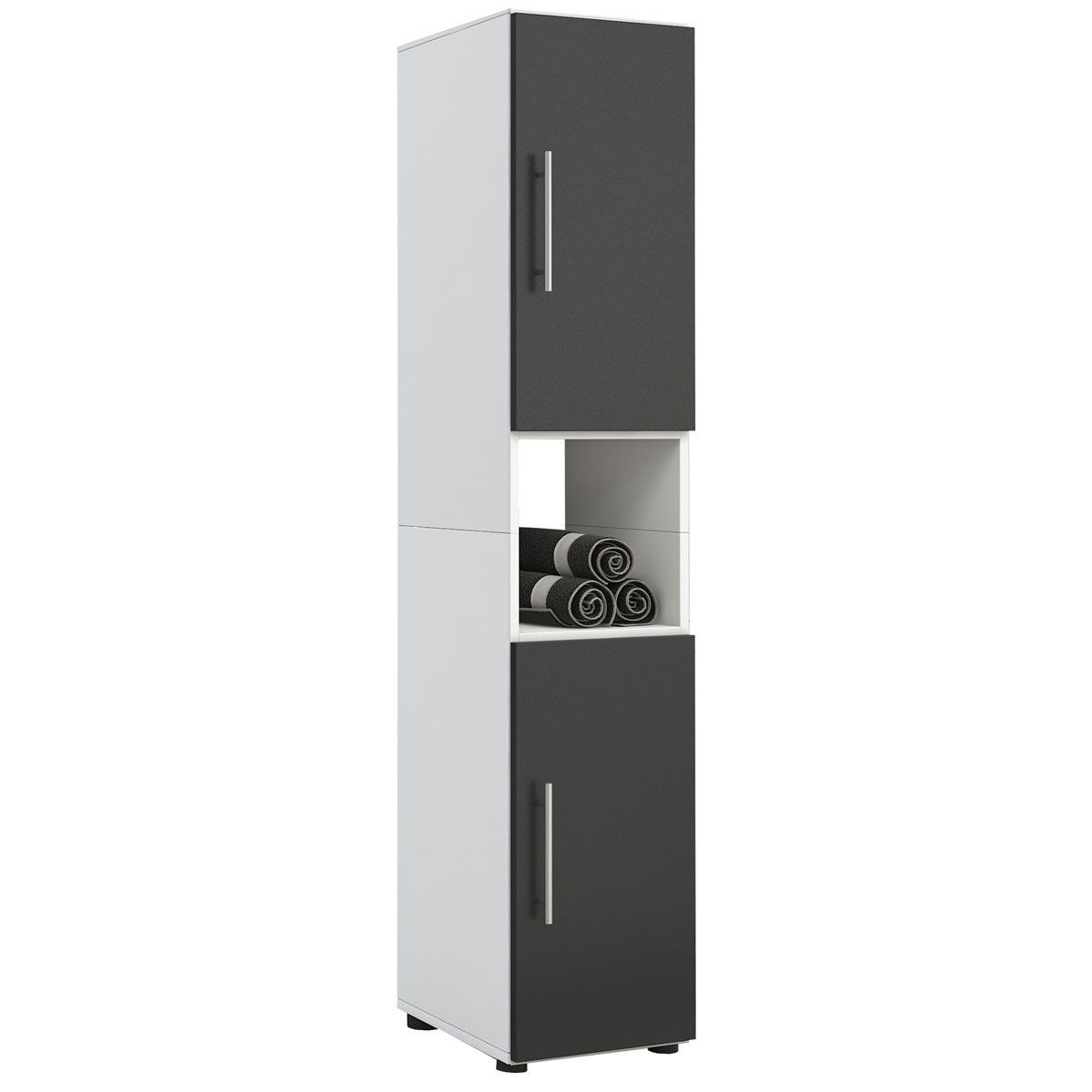 Hochschrank Flandu weiß/schwarz Bild 1