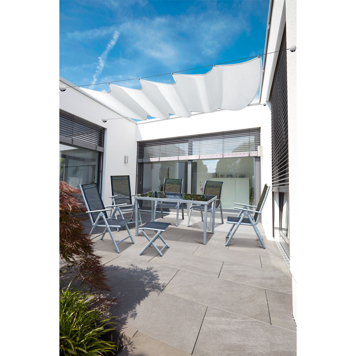 Seilspann-Markise 270 x 140 cm weiß inkl Montagematerial Bild 2
