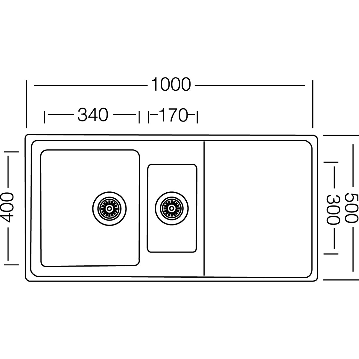 Respekta Chicago Edelstahlspüle CHICAGO86X50 86 x 50 cm Bild 3