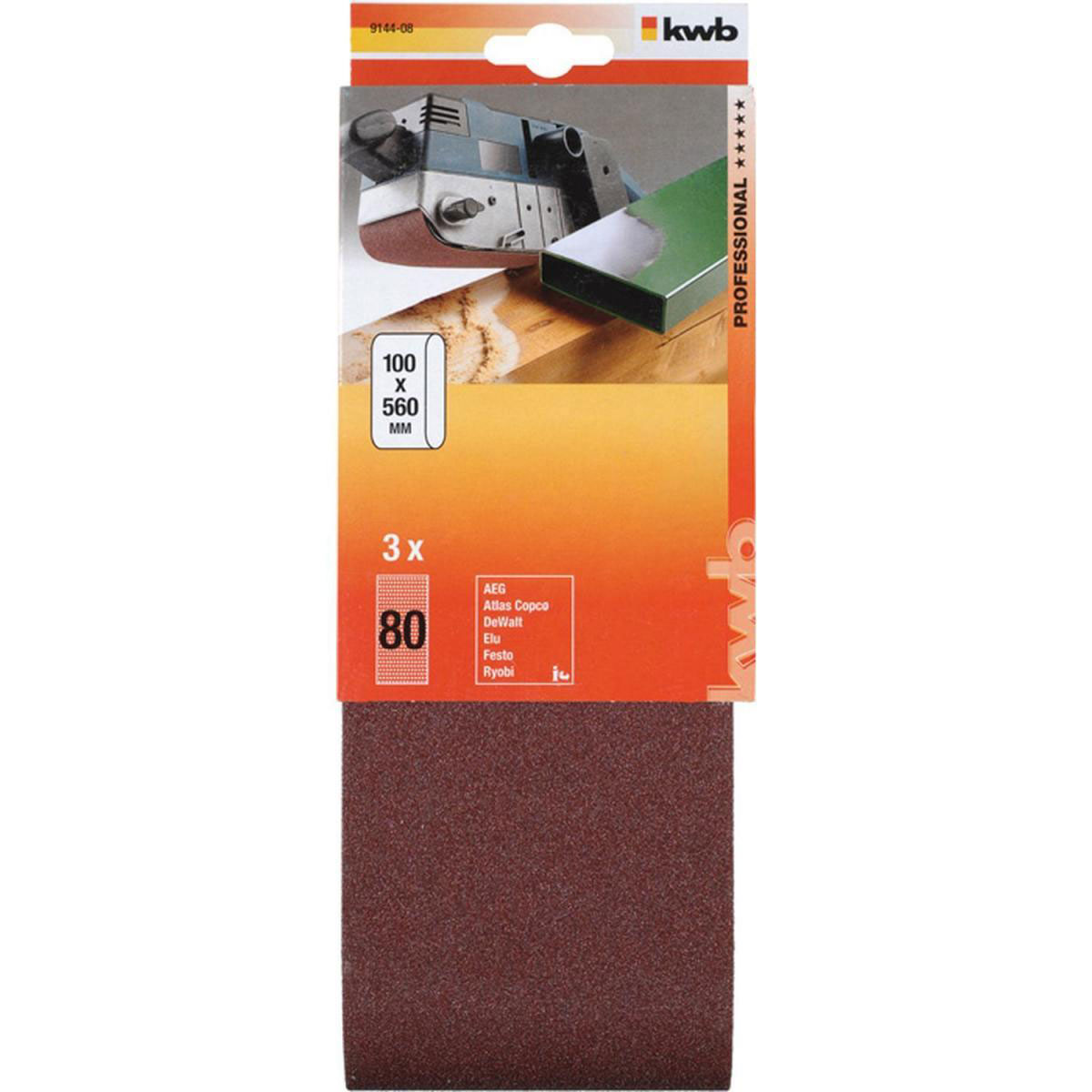kwb  Schleifbänder Holz und Metall 100 x 560 mm K80 Bild 2