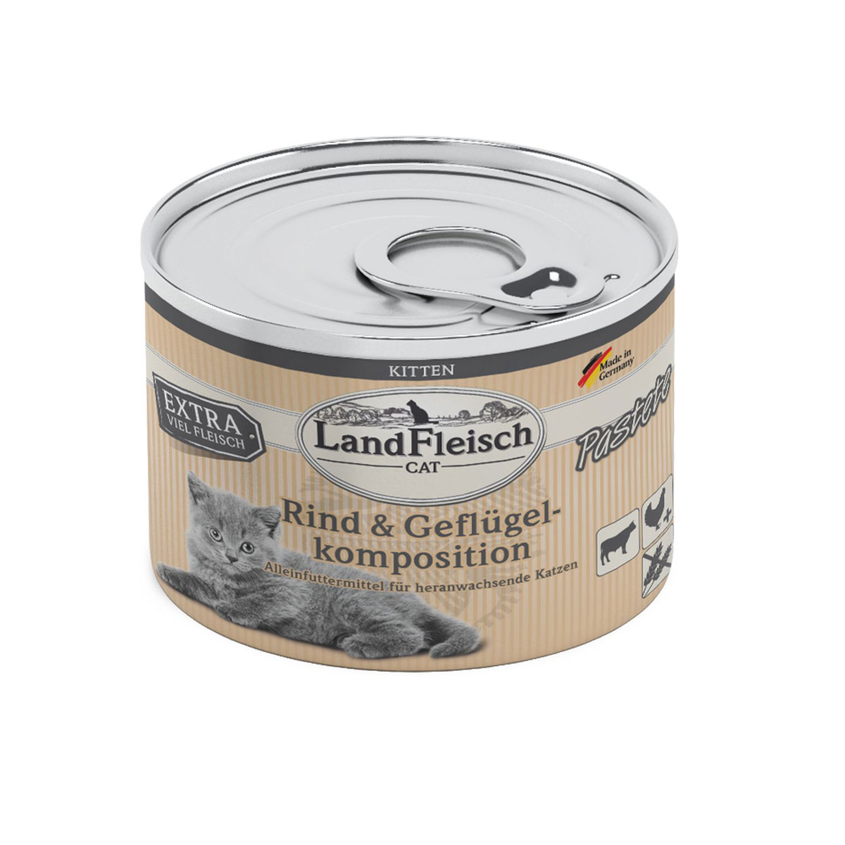 Landfleisch Cat  Kitten Pastete Rind+Geflügelk 195g